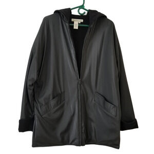 David brooks men's Black coat hooded, Inside Fleece - Size M